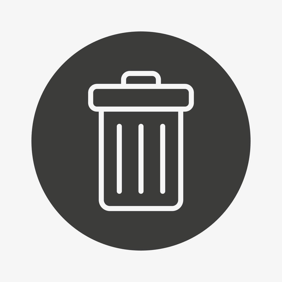 Trash can icon in circle. Dustbin vector symbol. Garbage, rubbish, waste