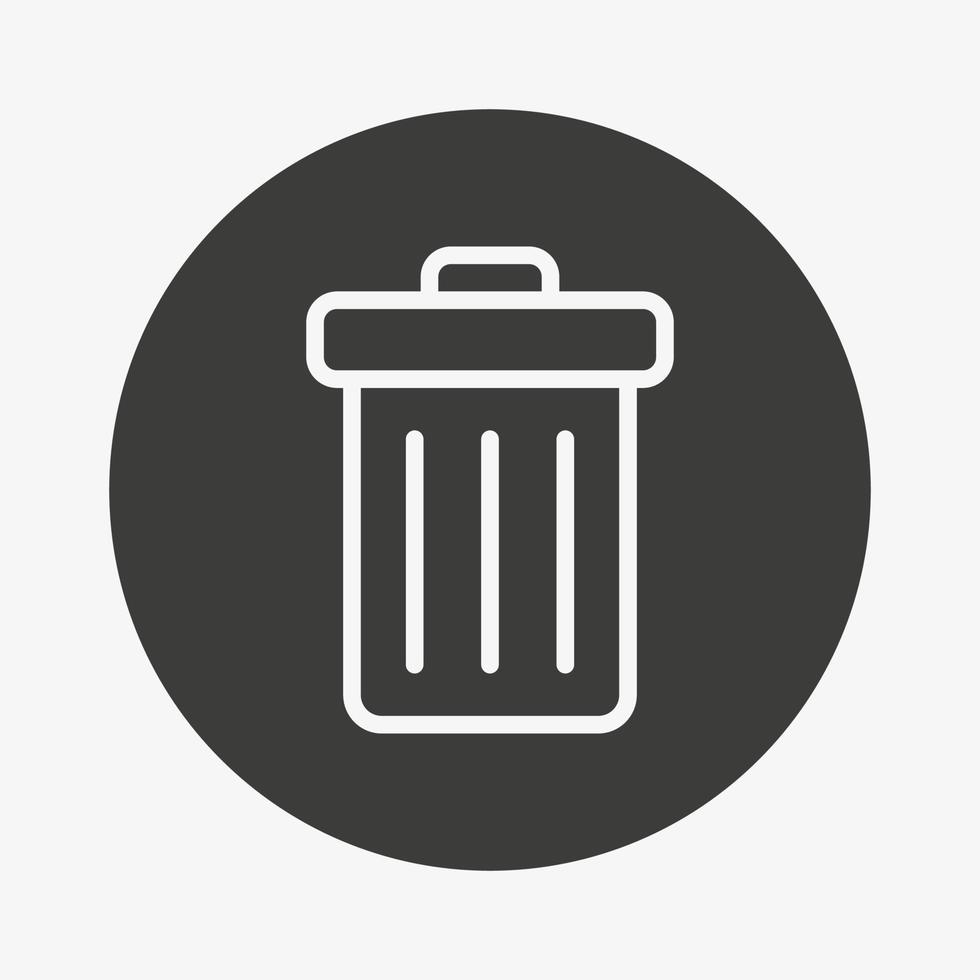 Trash can icon in circle. Dustbin vector symbol. Garbage, rubbish, waste