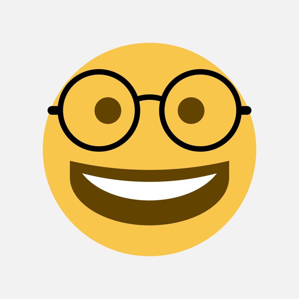 Laughing emoji with glasses vector illustration isolated on white background