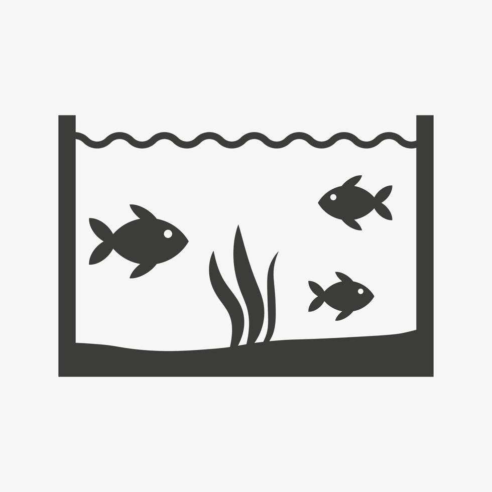 tres peces en el vector icono de acuario aislado sobre fondo blanco