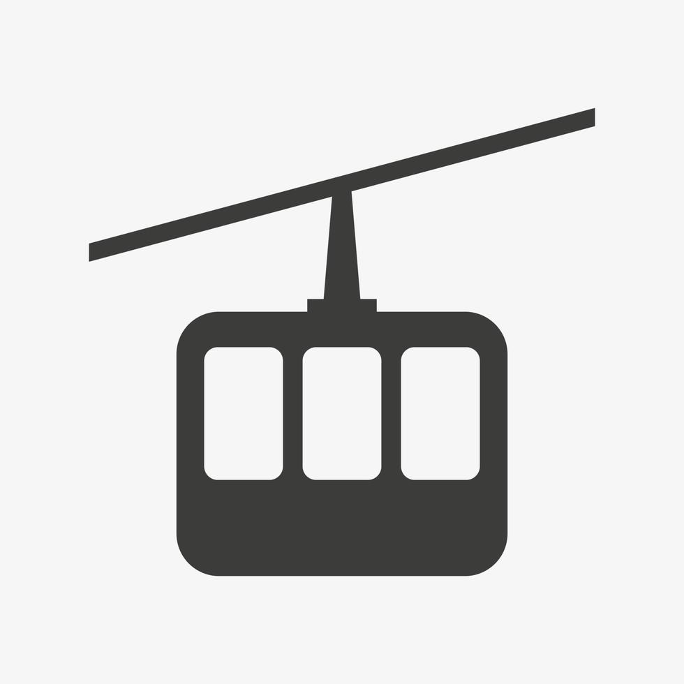 Cable car vector icon. Cableway cabin symbol. Cablecar pictogram