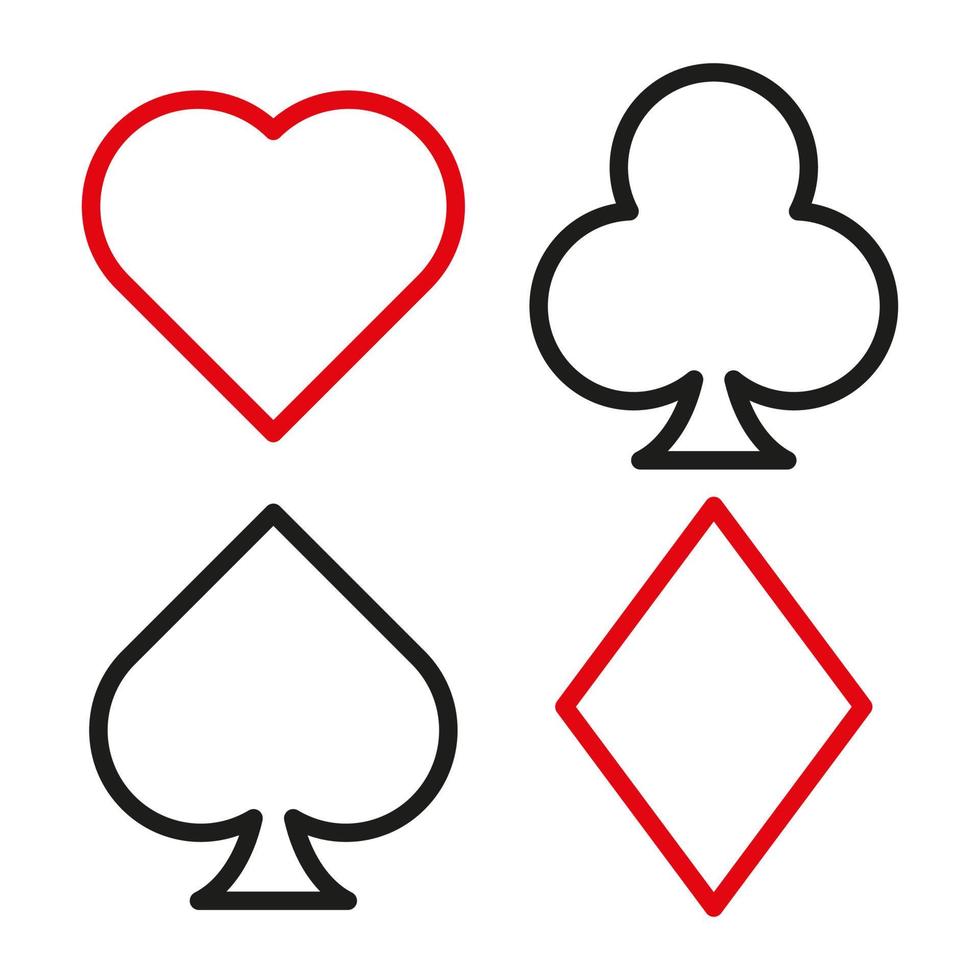 Playing cards symbols. Vector illustration isolated on white background. Poker icon