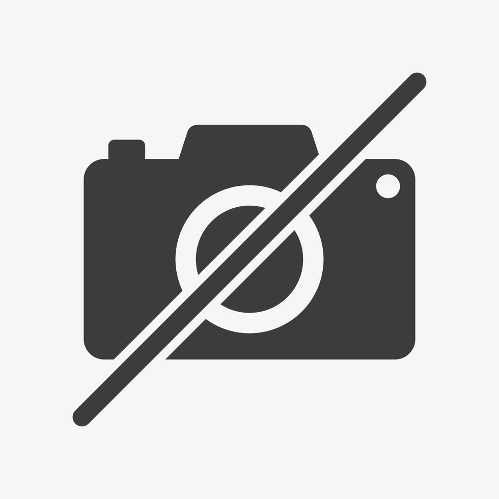 Crossed camera icon. Avoid taking photos. Image is not available. Vector illustration