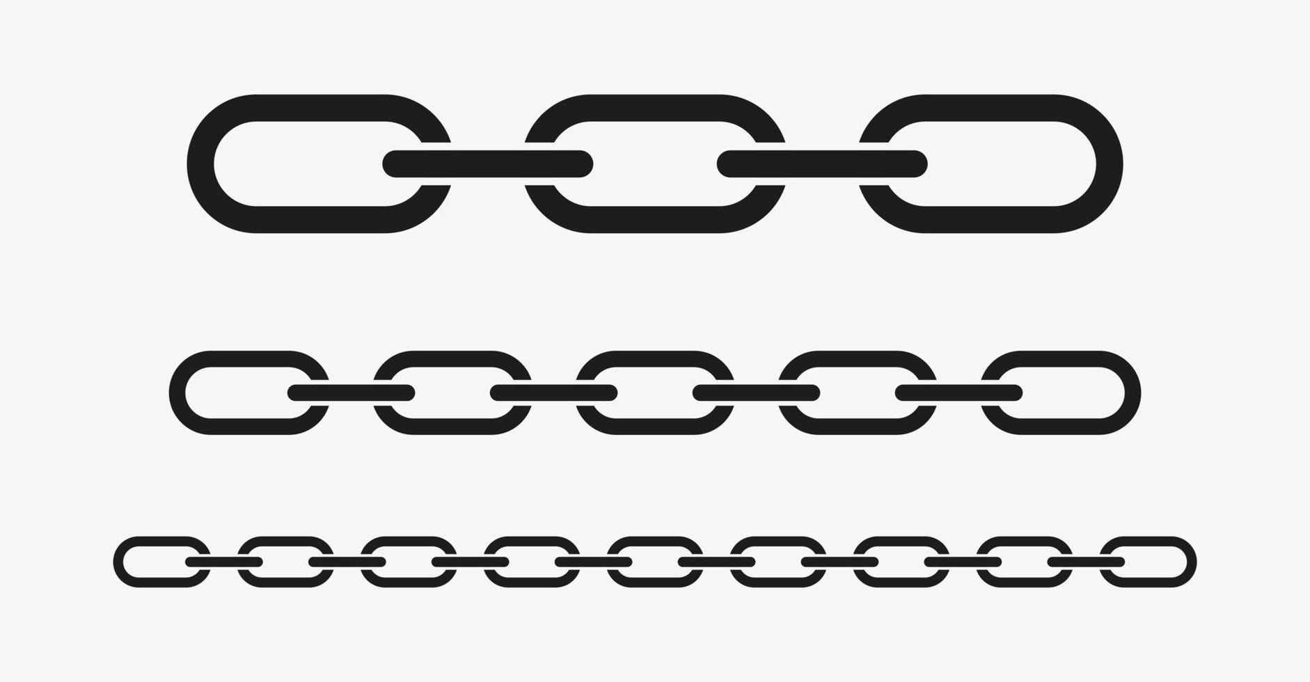 Vector metal iron chain set isolated on white background