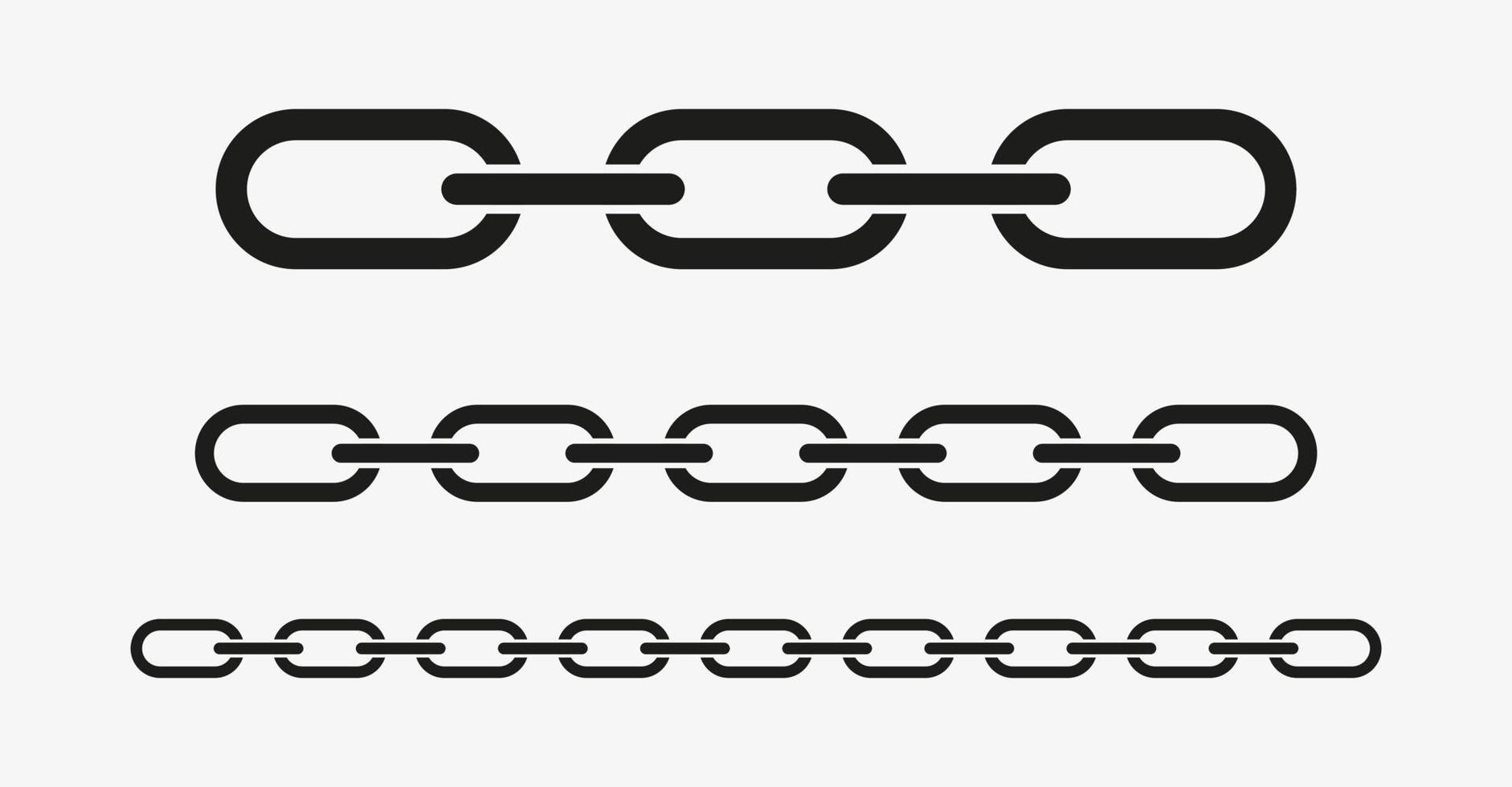 Vector metal iron chain set isolated on white background