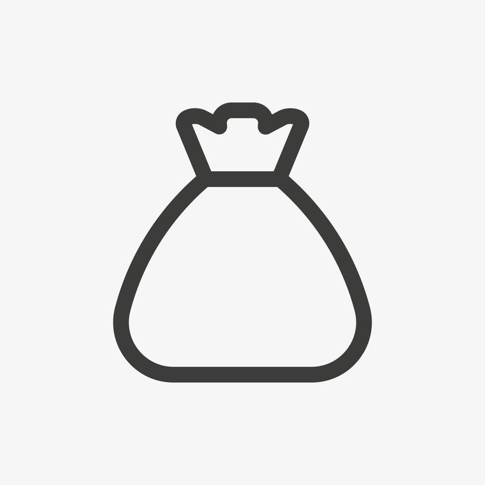 Money bag icon with empty space. Outline vector illustration. Sack pictogram