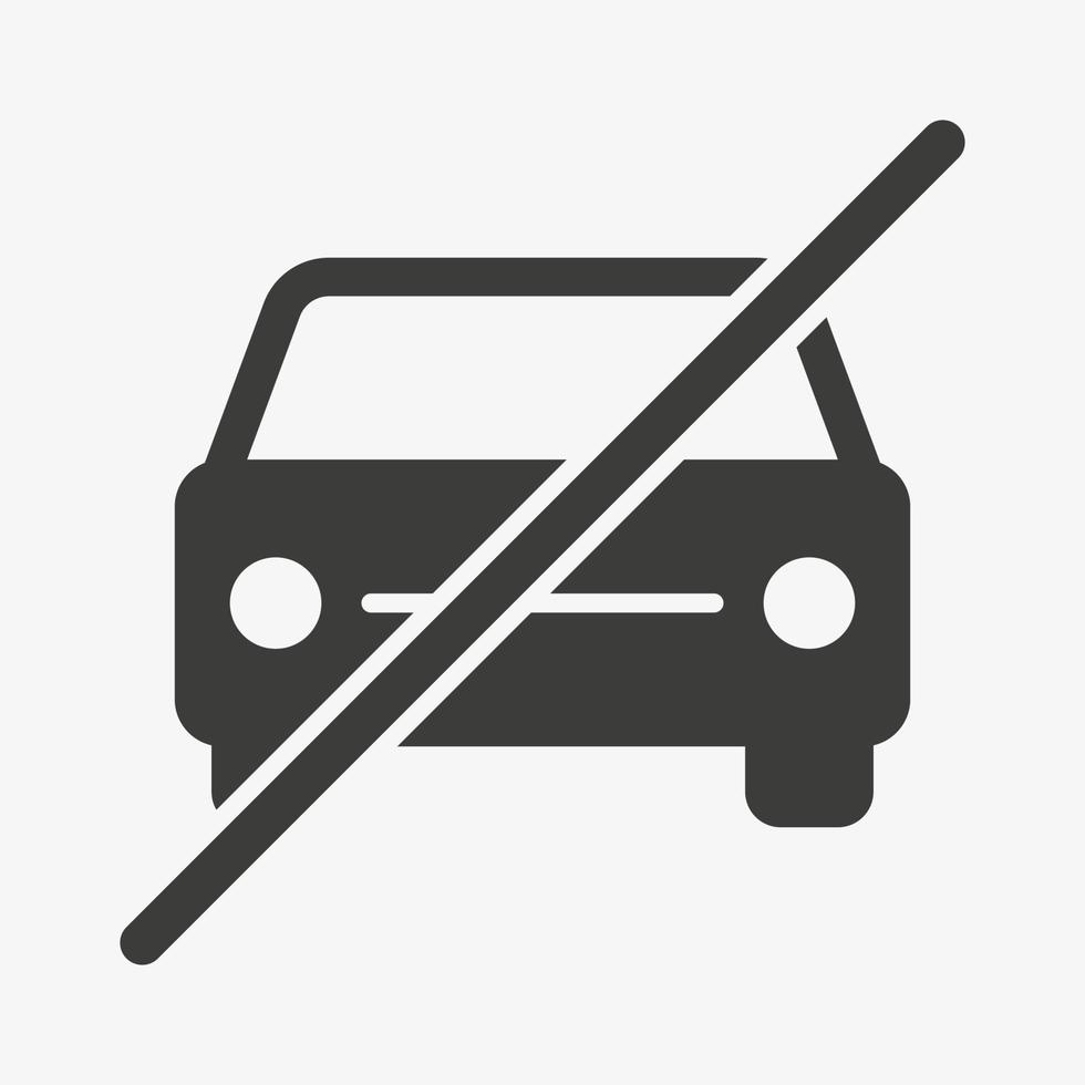 Crossed car icon. No vehicles allowed sign. Vector illustration