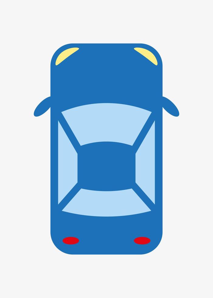 Blue vector car top view icon isolated on white background