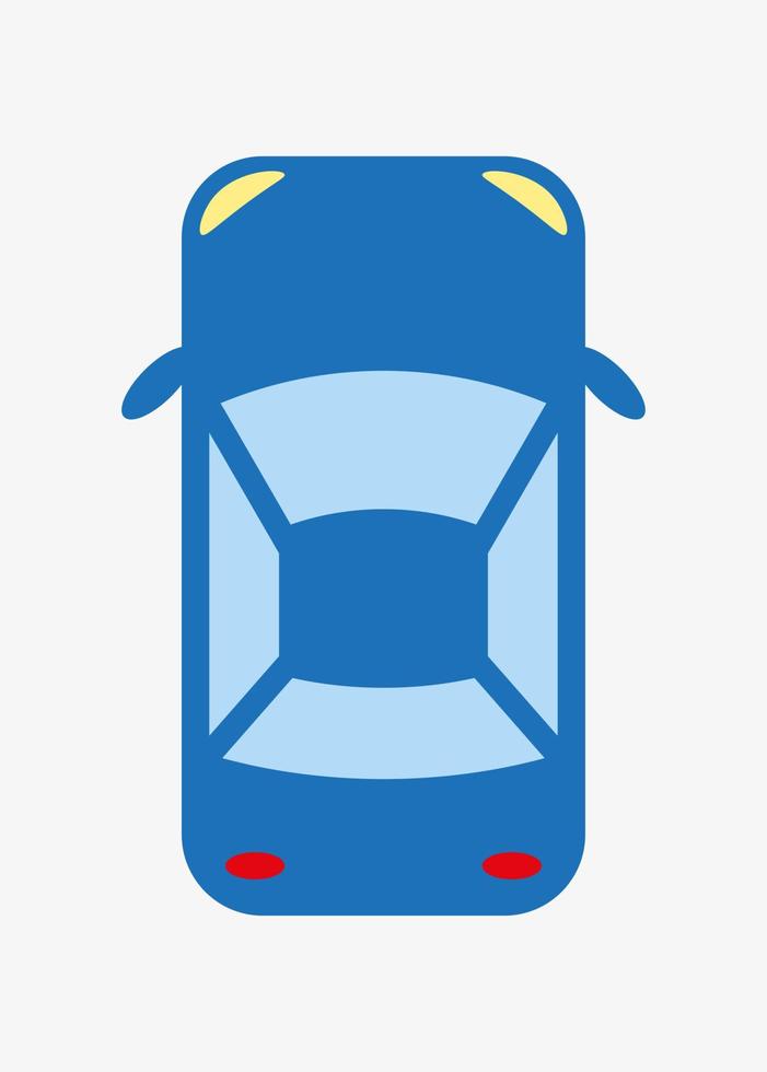 icono de vista superior de coche vector azul aislado sobre fondo blanco