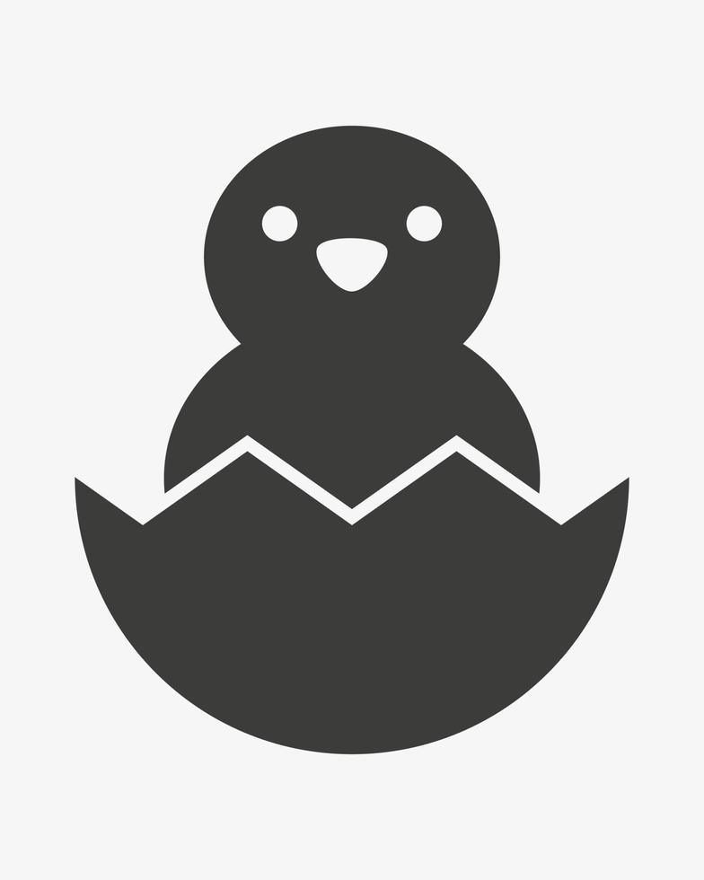 Chick in egg vector icon isolated on white background. Easter symbol