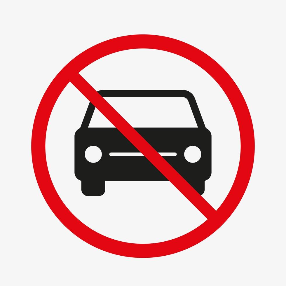 signo de prohibición de coche. icono de vector de coches prohibidos