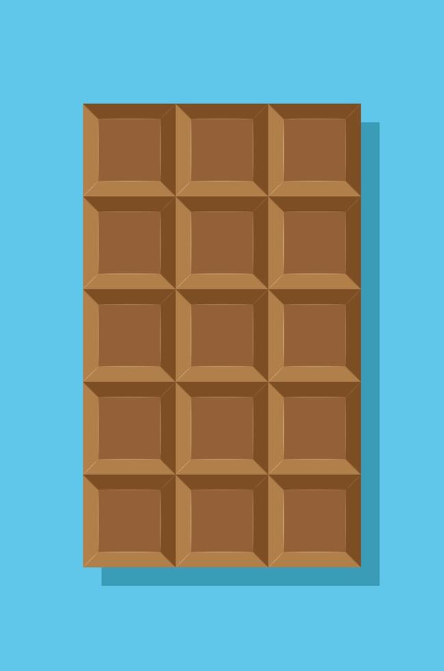 A vector isolated image of chocolate on blue background with shadow, flat design style sweets