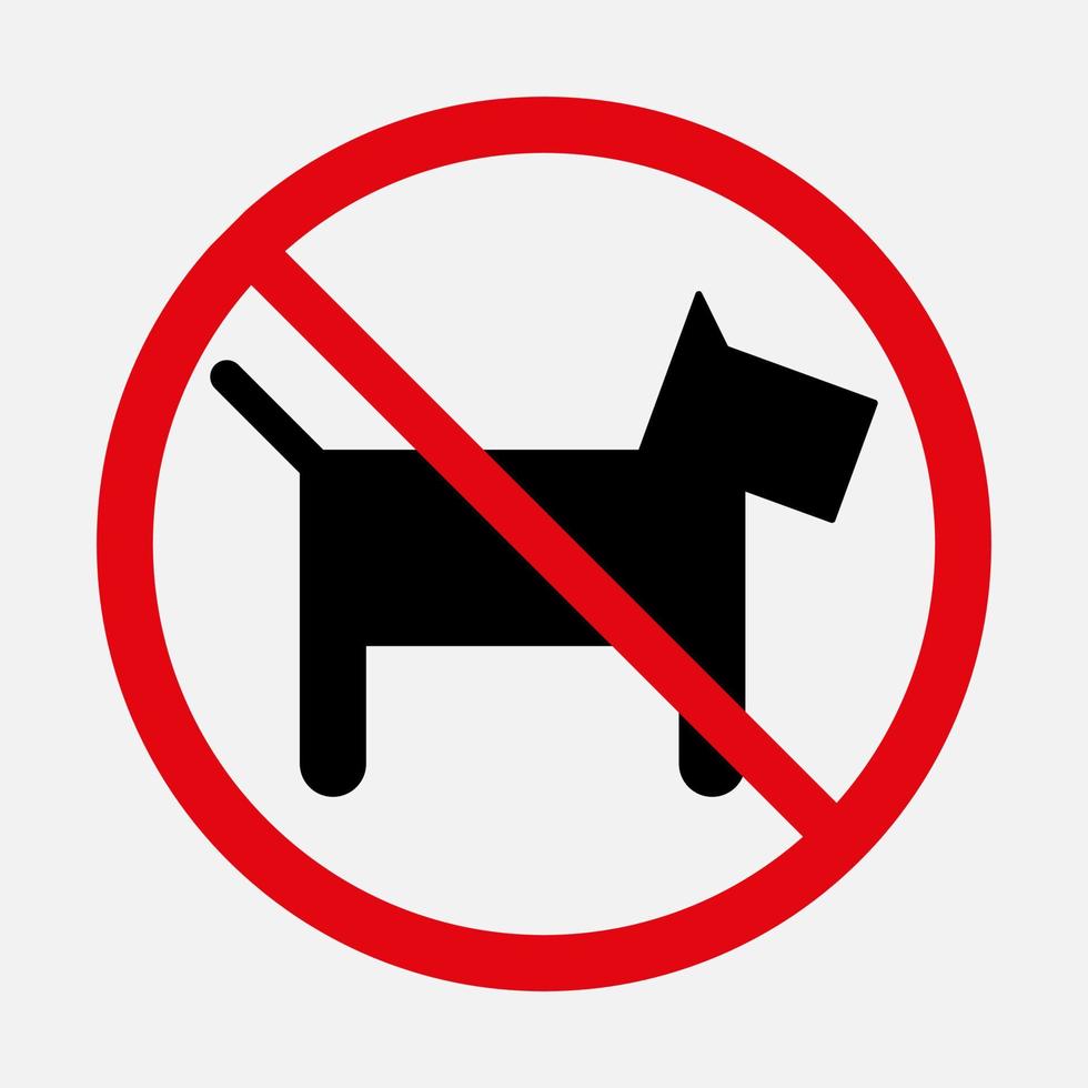 No dog icon. Vector illustration isolated on white background. No pets allowed. Prohibition sign
