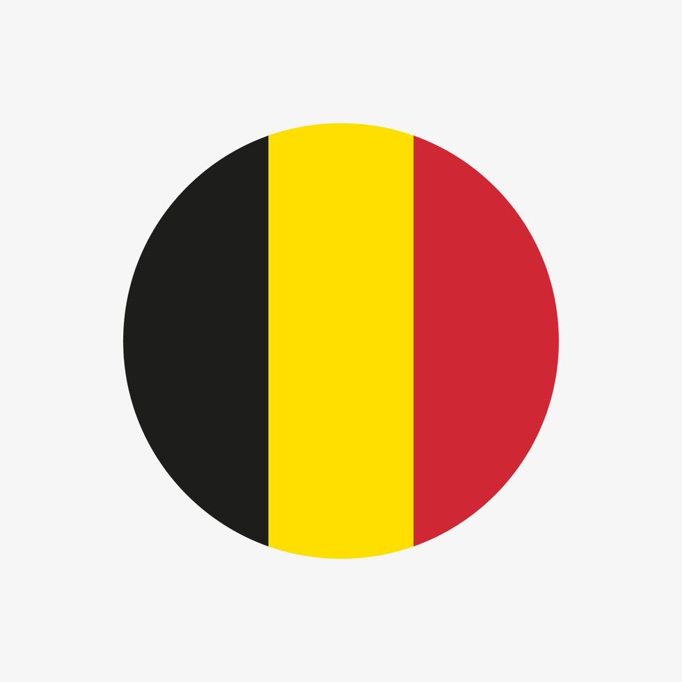 Icono de vector de bandera belga redondo aislado sobre fondo blanco. la bandera de bélgica en un círculo