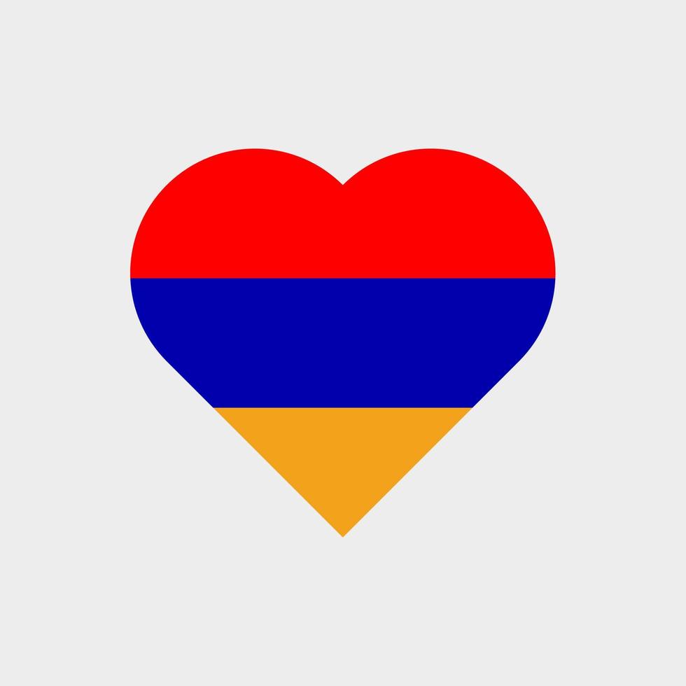 la bandera de armenia en forma de corazón. icono de vector de bandera armenia aislado sobre fondo blanco
