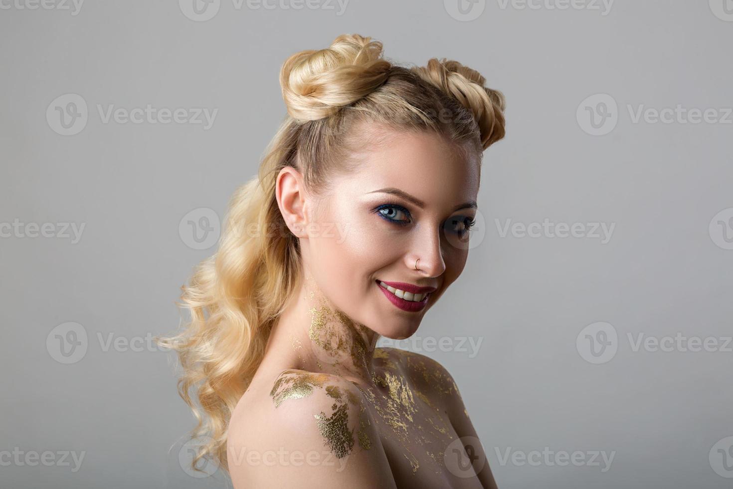 portrait of a beautiful young woman with professional make-up beauty and fashion, cosmetology and Spa photo