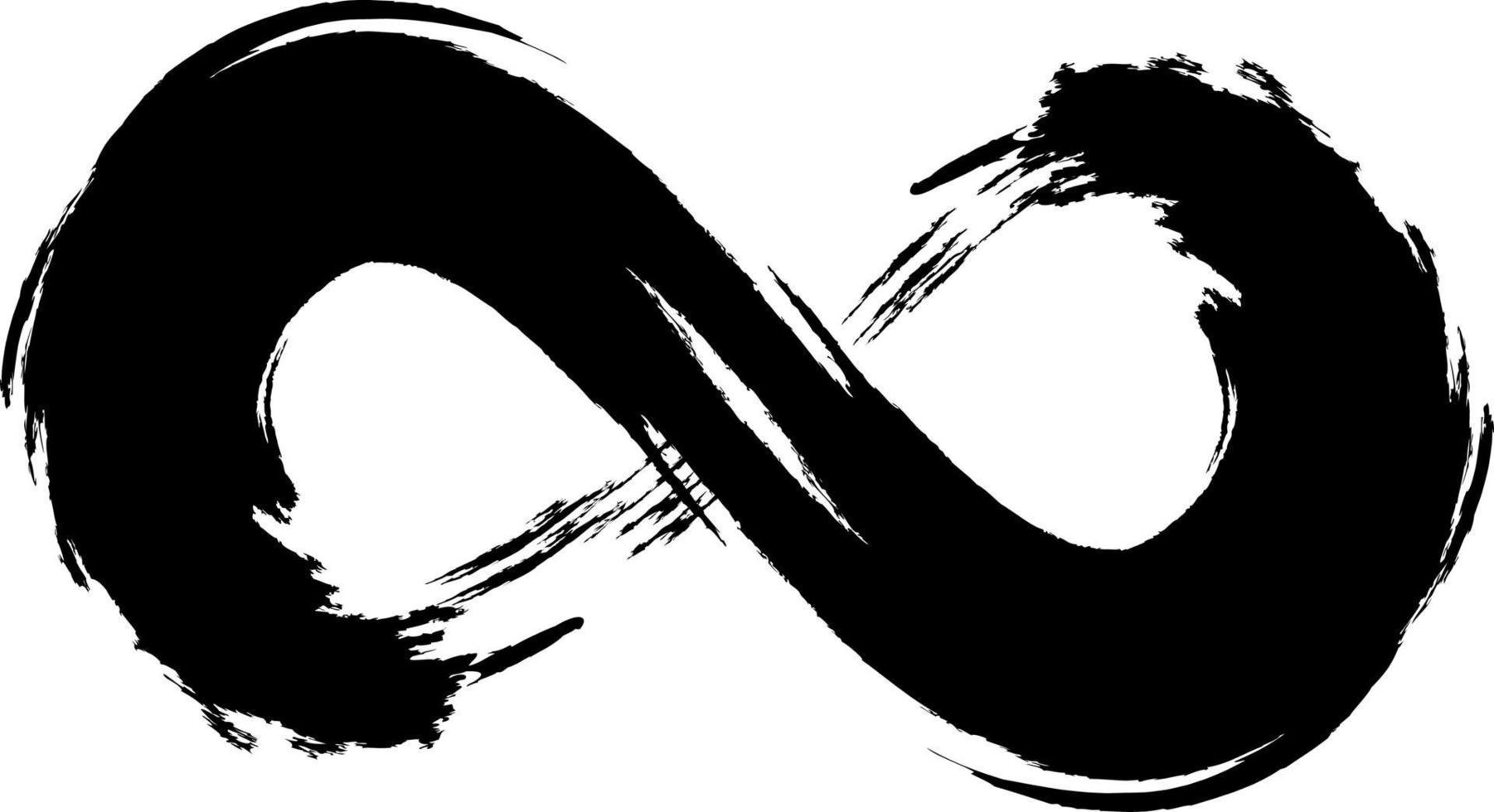 Grunge infinity symbol. Hand painted with black paint. Grunge brush stroke. Modern eternity icon. Graphic design element. Infinite possibilities, endless process. vector