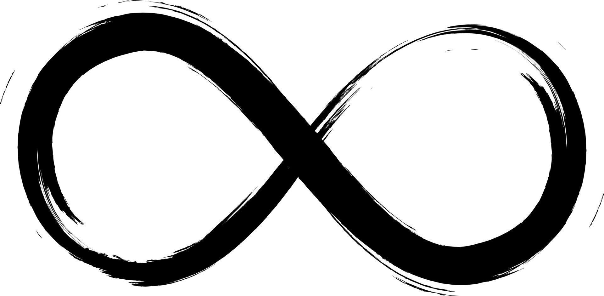 Grunge infinity symbol. Hand painted with black paint. Grunge brush stroke. Modern eternity icon. Graphic design element. Infinite possibilities, endless process. vector