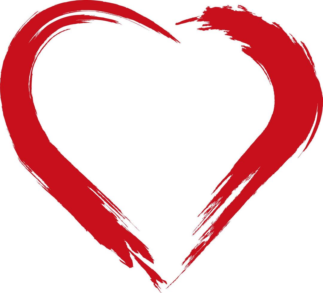 Heart . Grunge stamps, heart brush painting. Distressed heart symbols. vector