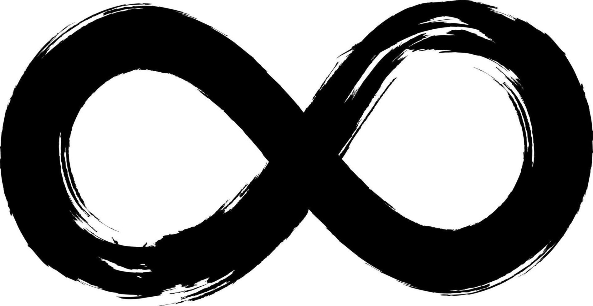 Grunge infinity symbol. Hand painted with black paint. Grunge brush stroke. Modern eternity icon. Graphic design element. Infinite possibilities, endless process. vector
