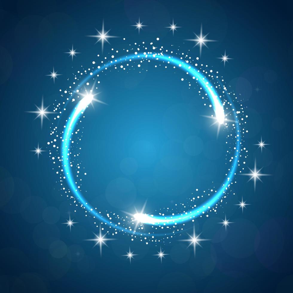 Sparkles blue background with stars round frame.vector vector