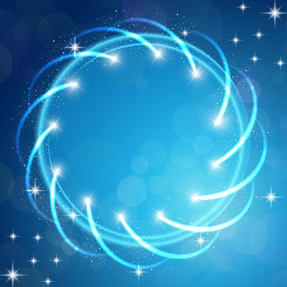 Sparkles blue background with stars round frame.vector vector