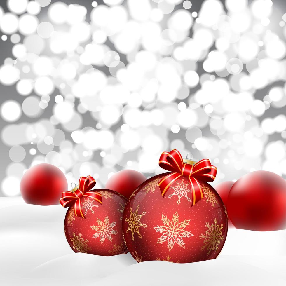 Christmas background with baubles blurred vector