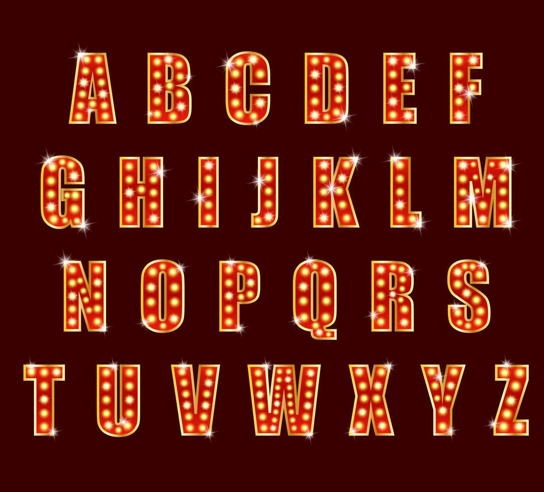 Light Bulb alphabet glamorous showtime theater alphabet vector