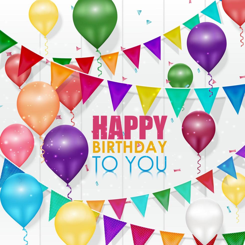 Colorful balloons Happy Birthday on white background 6060450 Vector Art ...