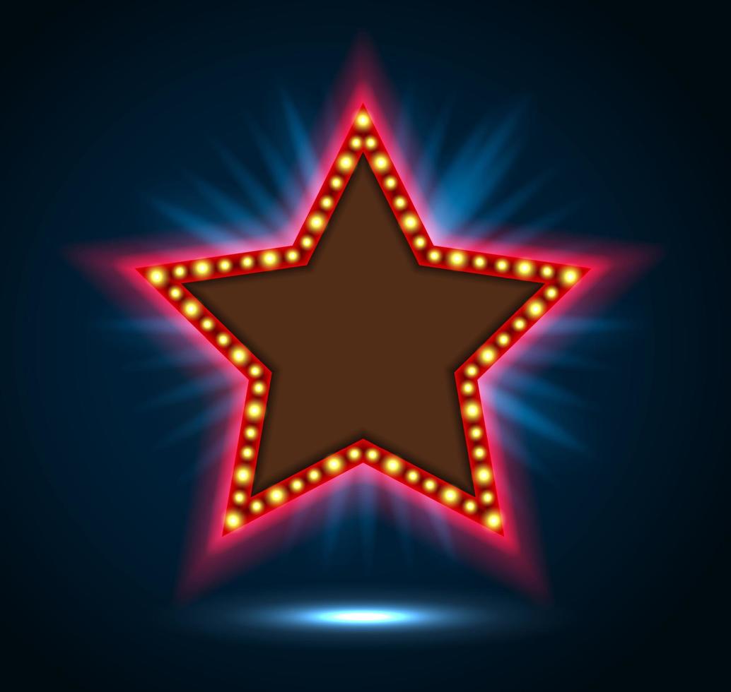 Shining blue spotlight on billboard star sign .vector vector