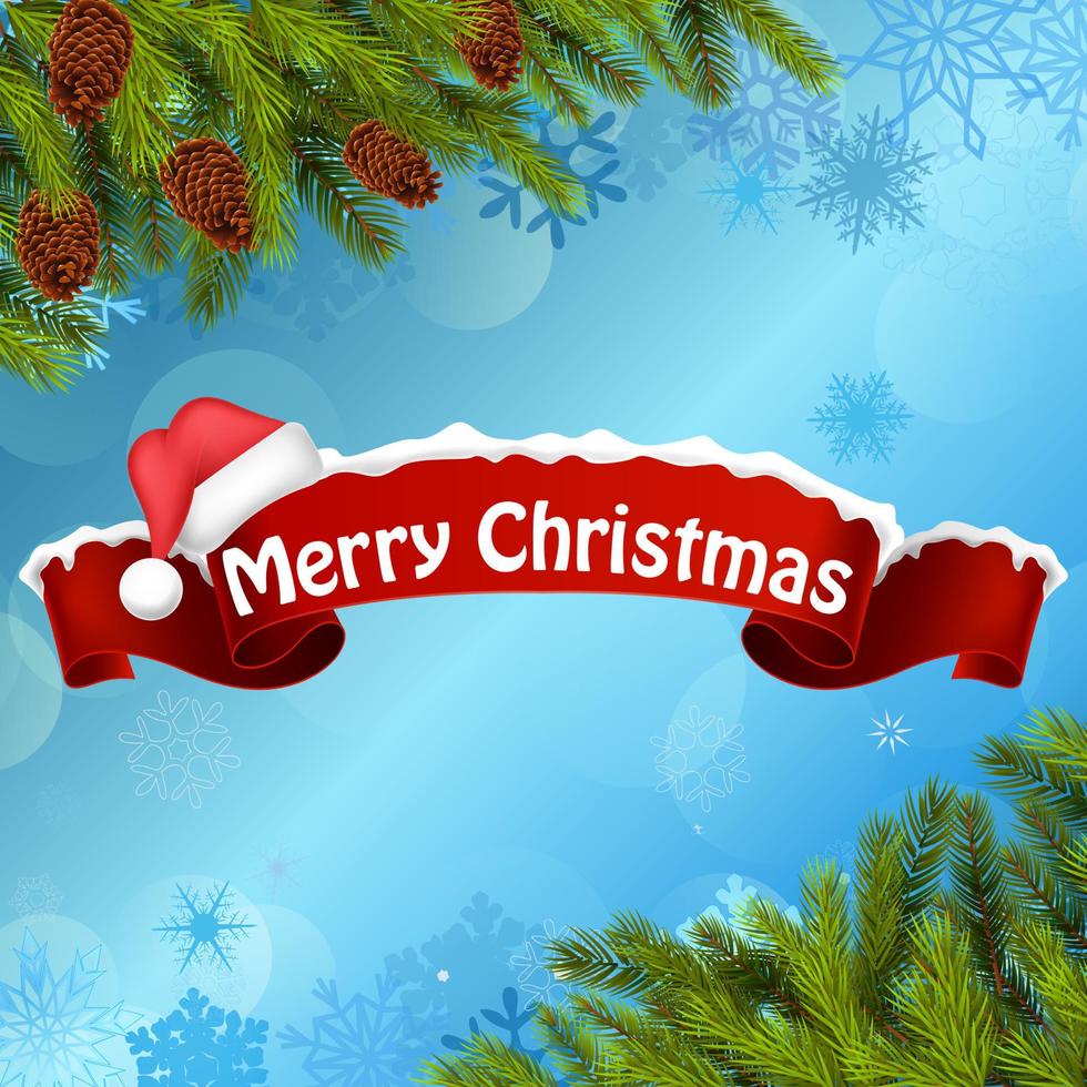 Merry christmas background banner  and christmas tree. vector