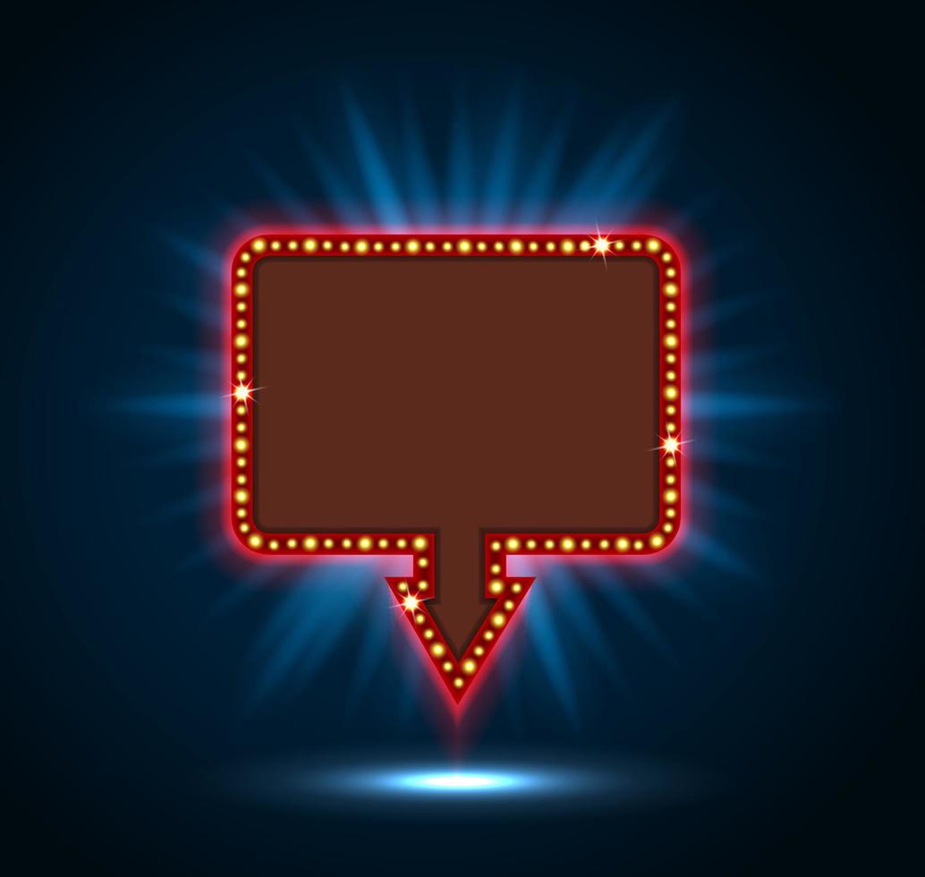 Retro billboard sign with shining blue of space for text blue background.vector vector