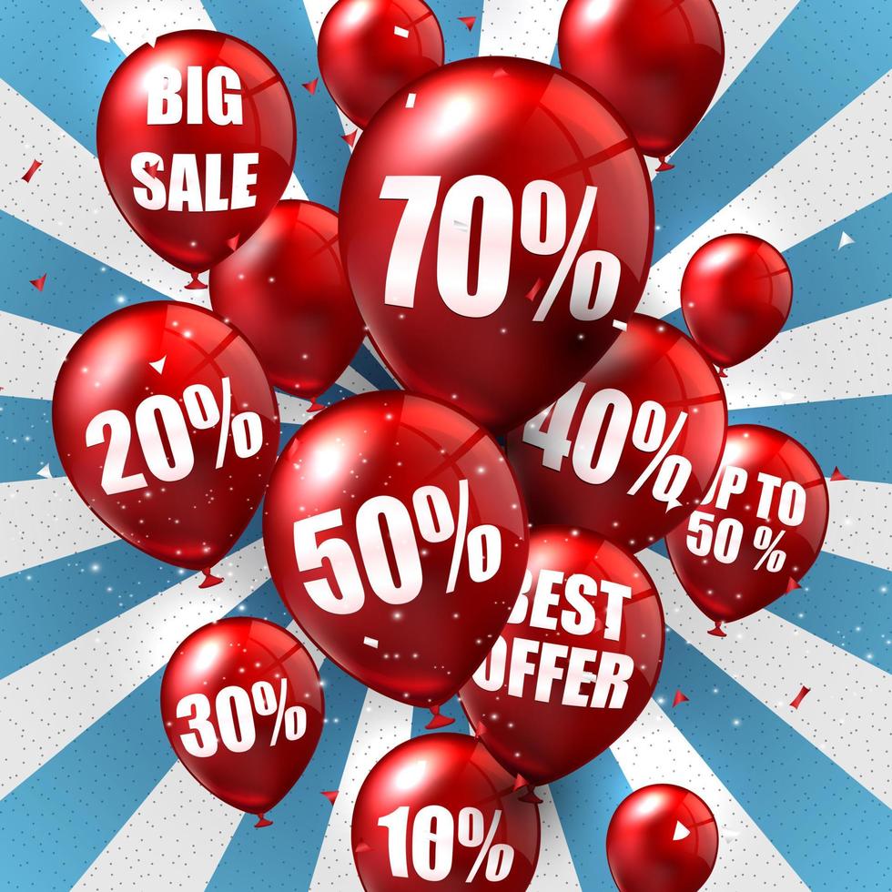 Balloons and discounts background vector