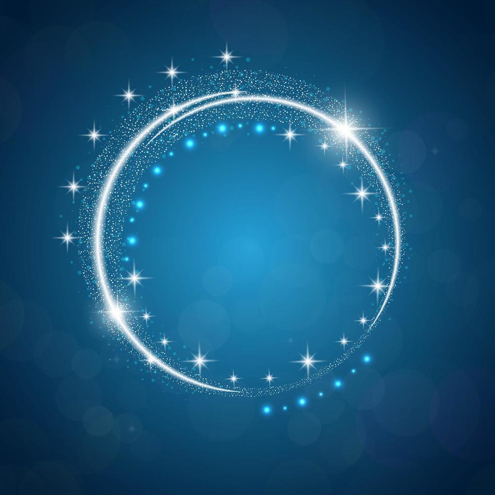 Sparkles blue background with stars round frame.vector vector