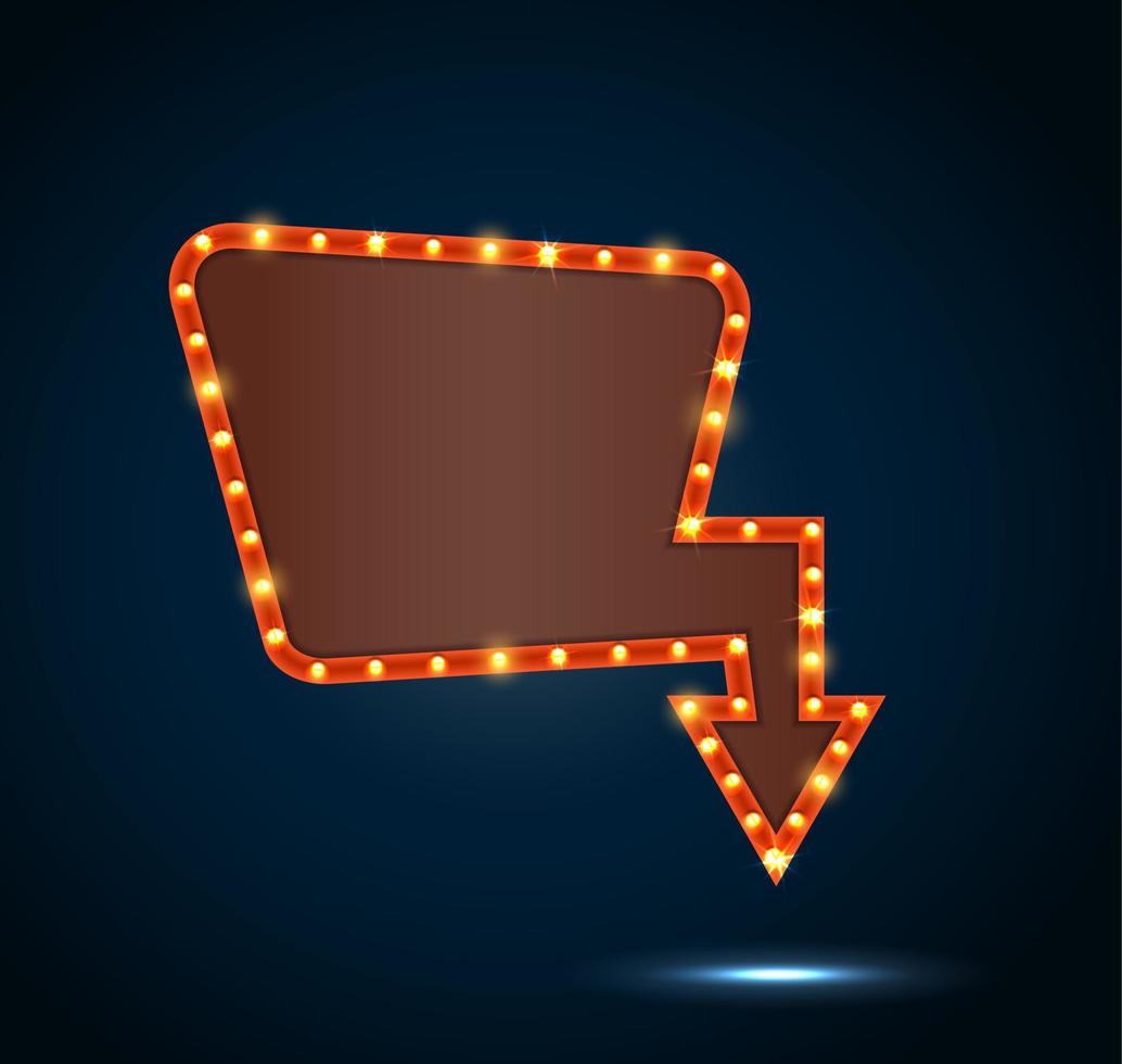 Shining retro light banner on blue background. vector