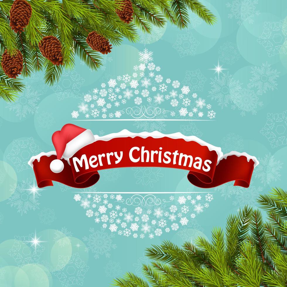 Merry christmas background banner  and christmas tree vector