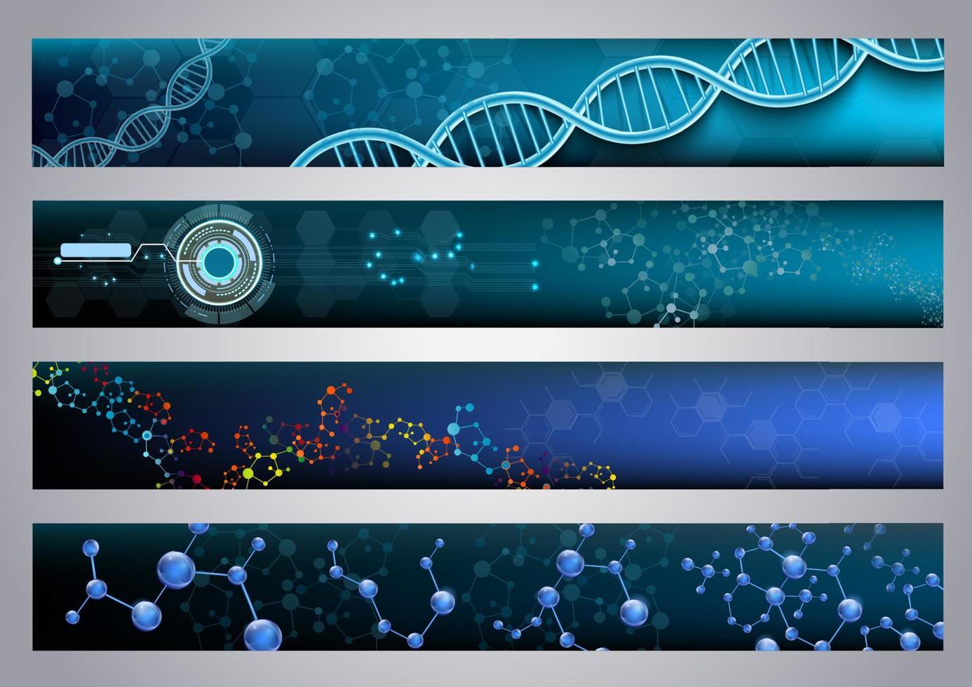 estructura molecular y fondo de banners de adn vector