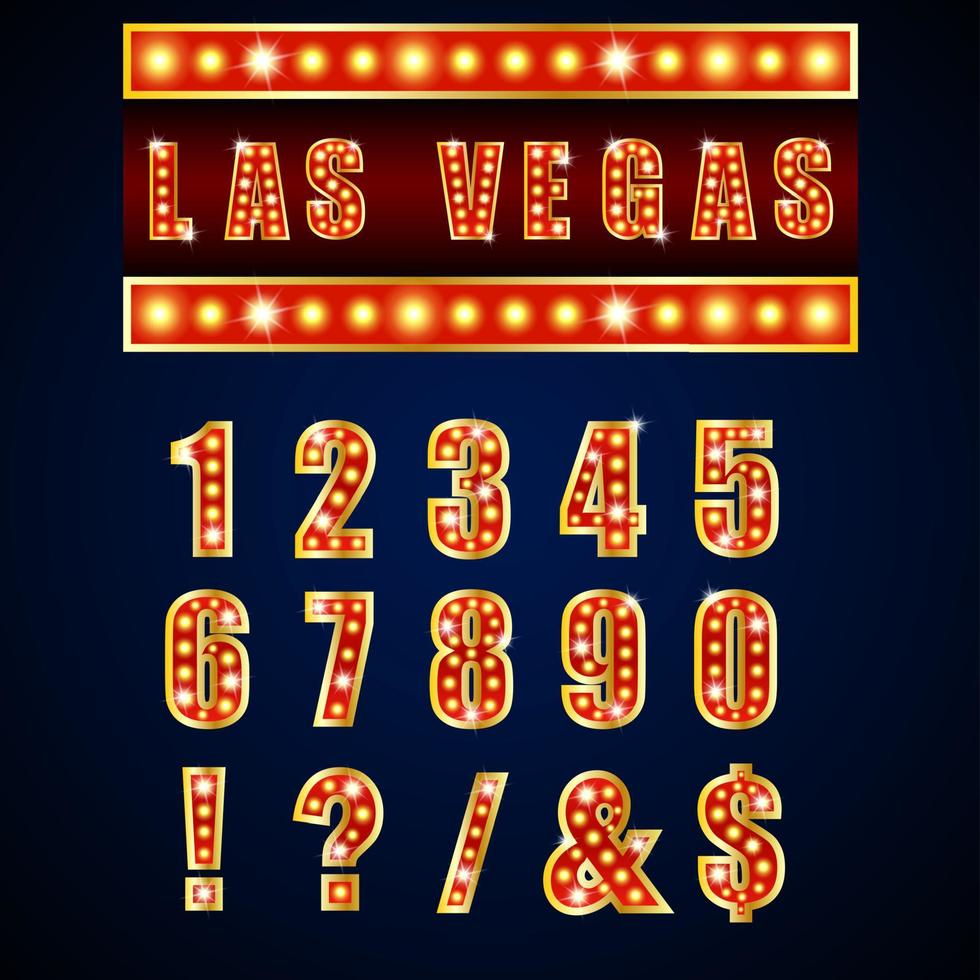 Show lamps red alphabets and numbers on blue background vector