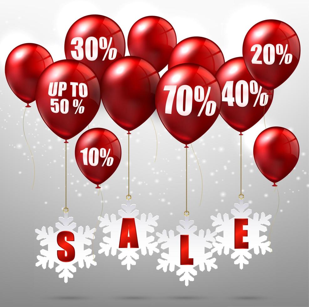 Balloons and discounts on sale background vector