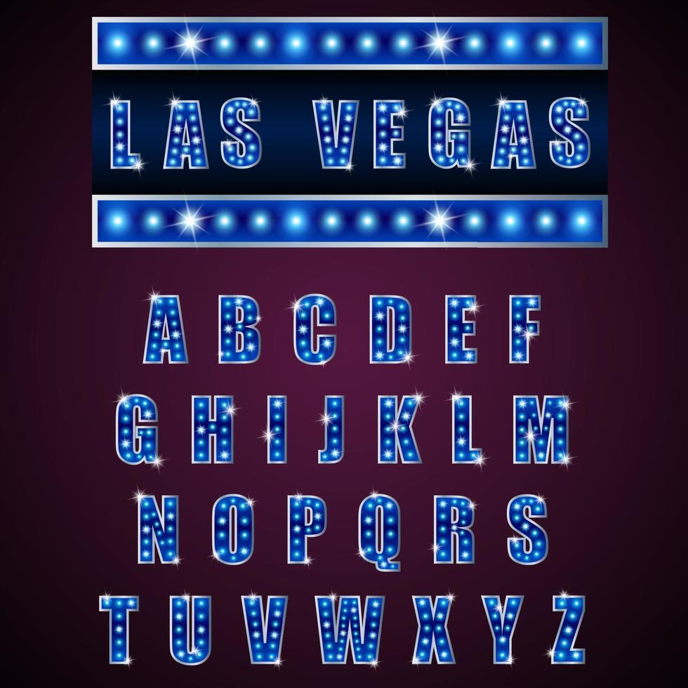 Alphabets lamp of light neon of blue  on blue background  .Vector vector