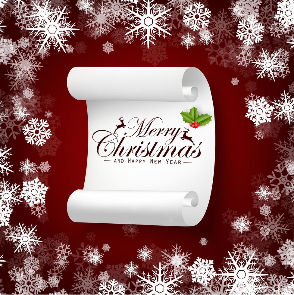 Paper banner on merry christmas and new year background with snow .Vector vector