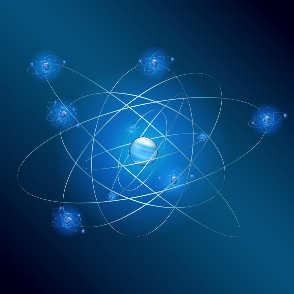 Atom on blue background.vector vector