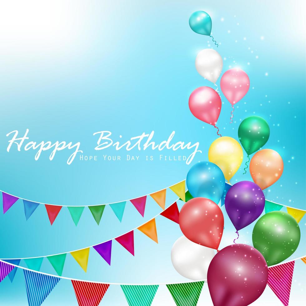 Color balloons Happy Birthday on sunlight background vector