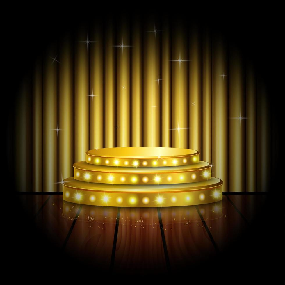 Empty stage with golden spotlight background vector