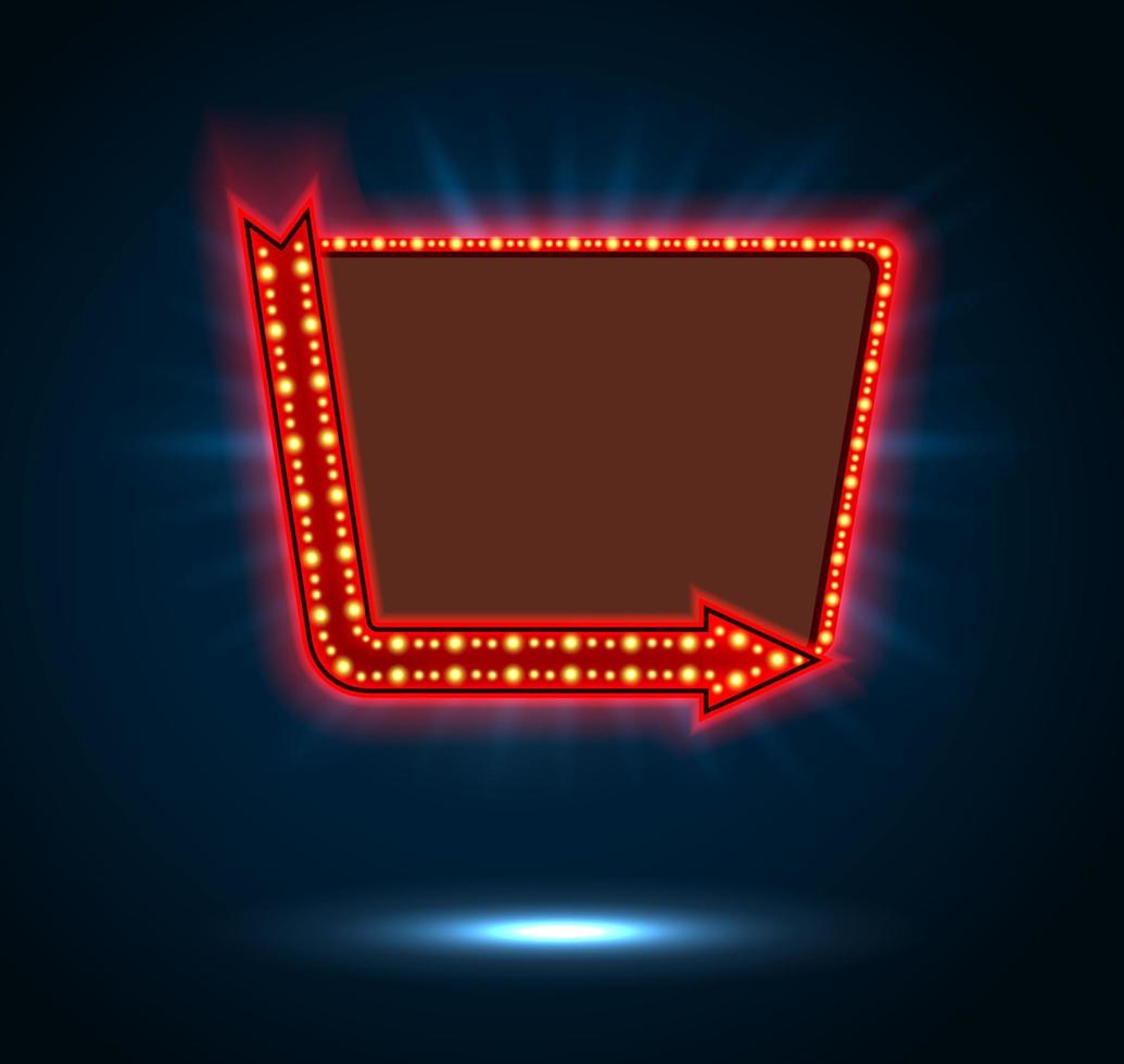 Arrow and billboard sign of shining  blue light .vector vector