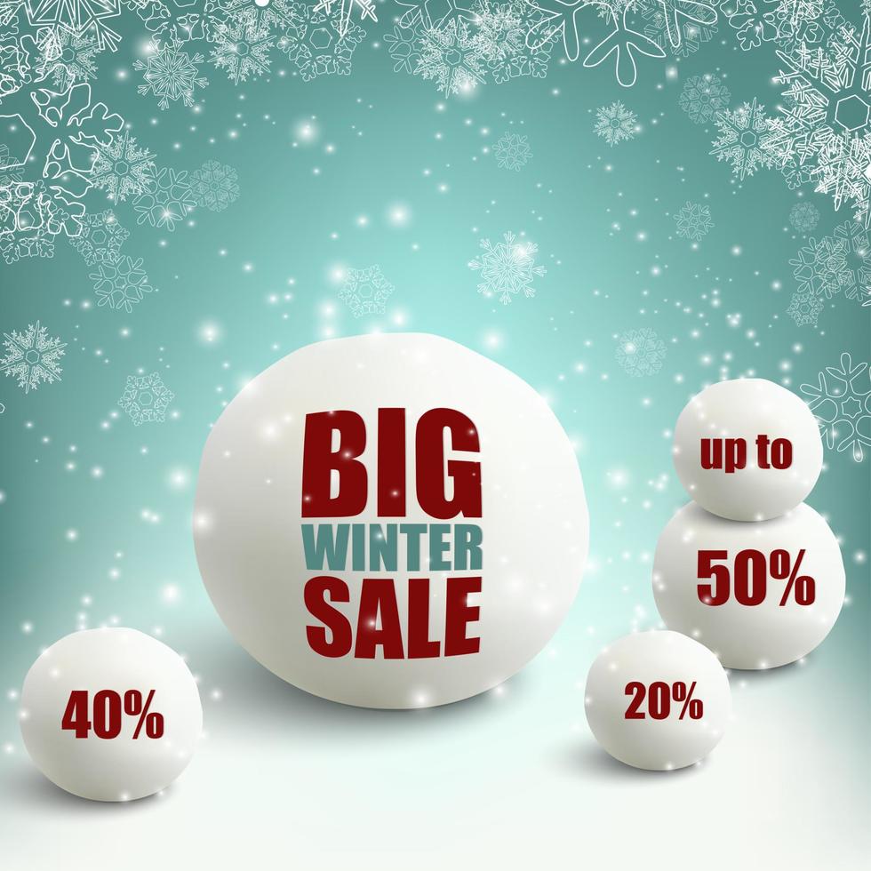 Winter sale background with snowballs.vector vector