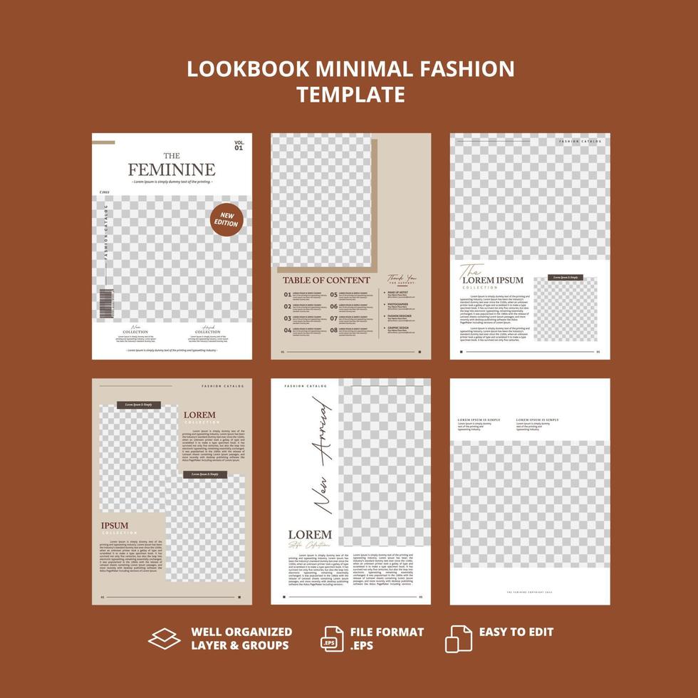 plantilla de moda minimalista de lookbook vector