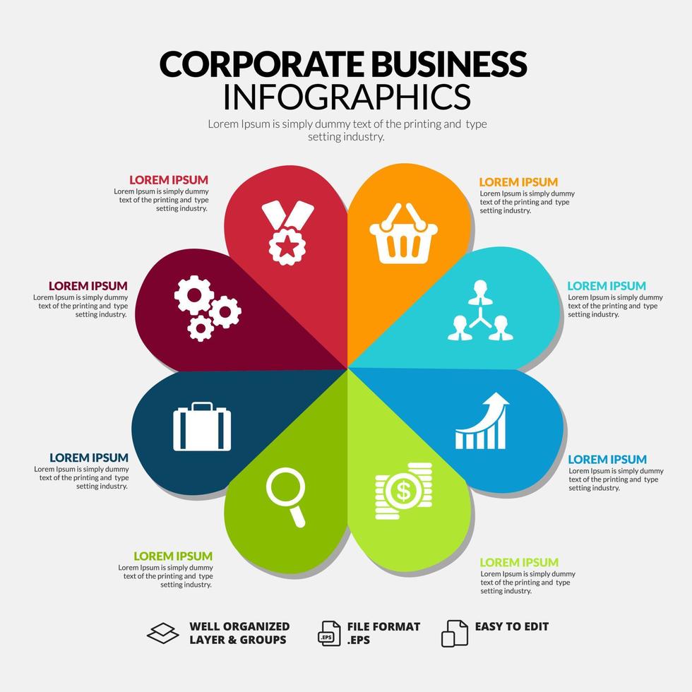 plantilla de diapositiva de infografía de negocios corporativos vector