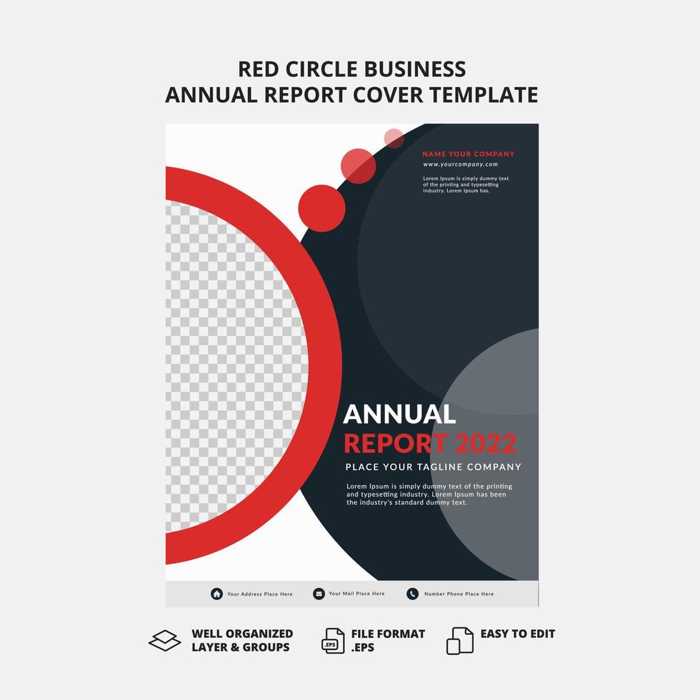 plantilla de portada de informe anual de negocios de círculo rojo vector