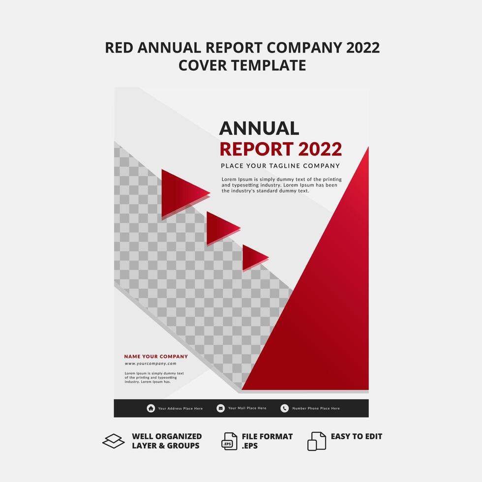 Red annual report company 2022 cover template vector